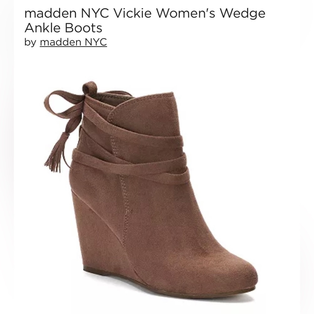 Madden NYC Vickie women’s wedge boots. Good used condition size 6.5